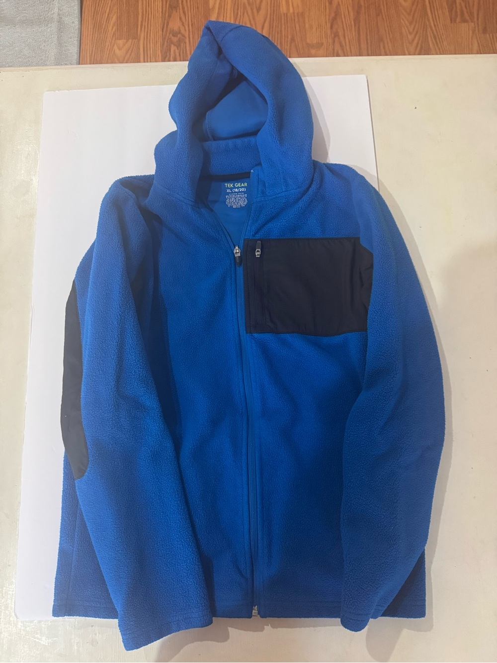 tek gear Blue Hooded Fleece Jacket with Black Chest Pocket